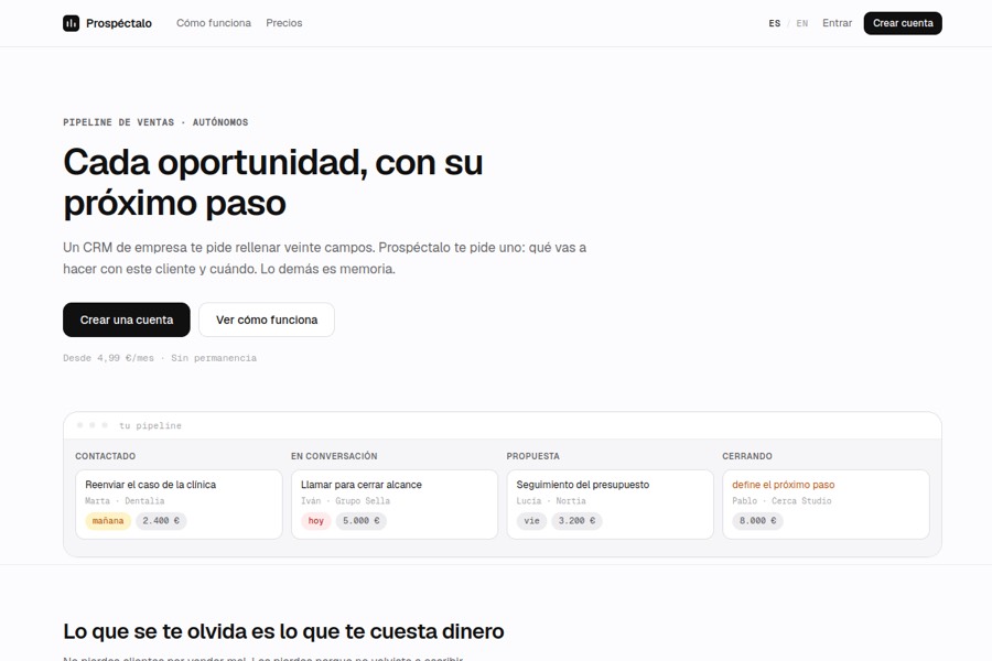 Sales pipeline dashboard of prospectalo.com, built by Algoryme