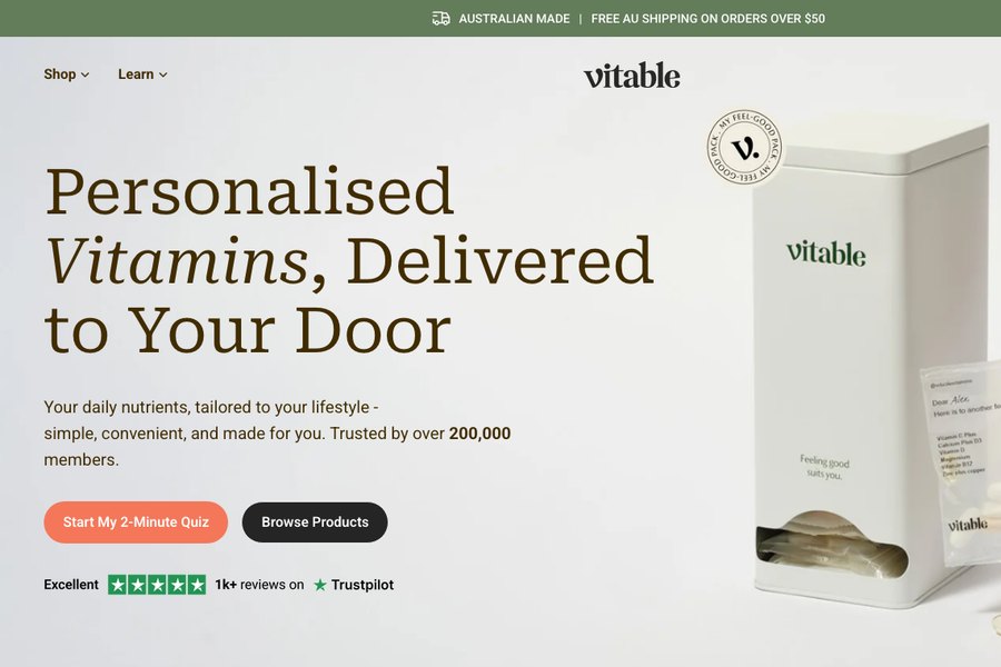 Página de inicio de vitable.com.au